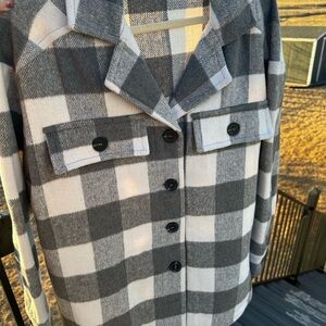 LA MIEL Grey and White Plaid Shirt